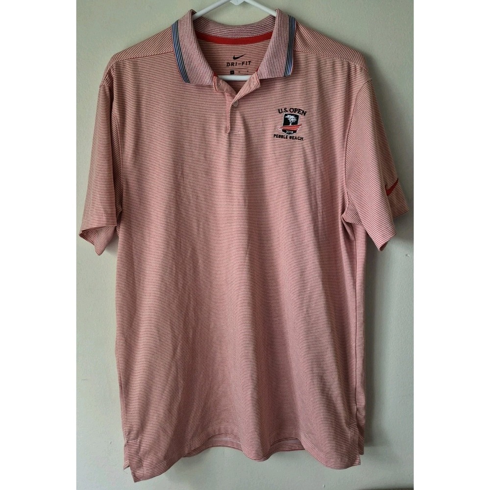 Nike Dri-fit Polo 2019 U.S. Open Pebble Beach Red/White Stripe Golf Size M
